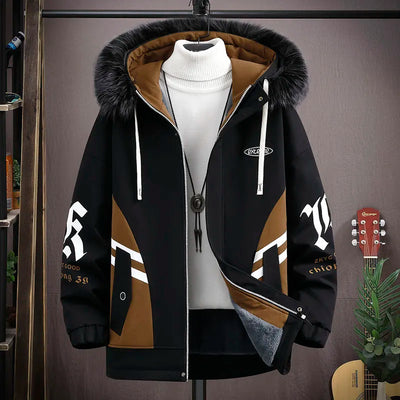 Men's Patchwork Hooded Jacket