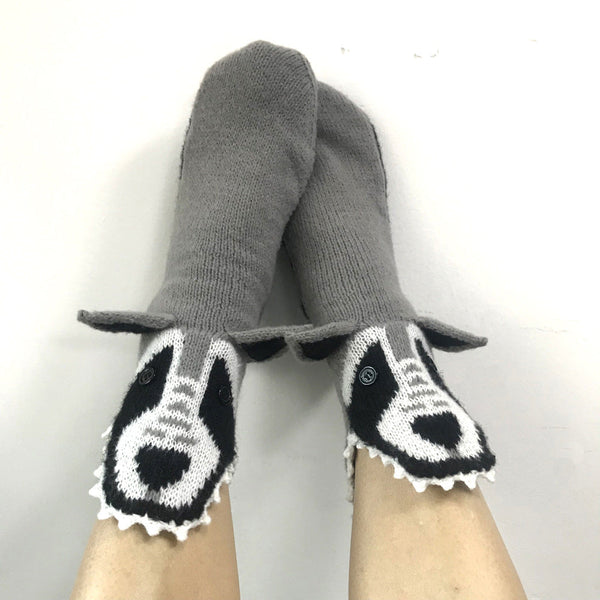 Christmas New Funny Dog Knit Crocodile Socks