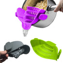 Silicone Clip-on Pot Pan Bowl Funnel Oil Strainer Creative Rice Washing