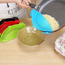 Silicone Clip-on Pot Pan Bowl Funnel Oil Strainer Creative Rice Washing