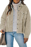 Women's Corduroy Jacket Button Loose Long-Sleeved Jacket
