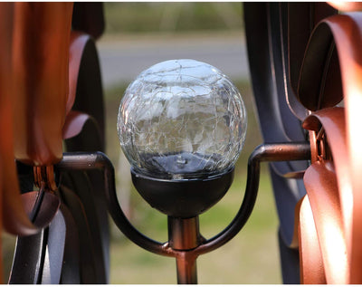 Solar Wind Spinner Improved 360 Degrees Swivel Warm White LED Lighting Glass Ball with Vertical Metal Sculpture Stake