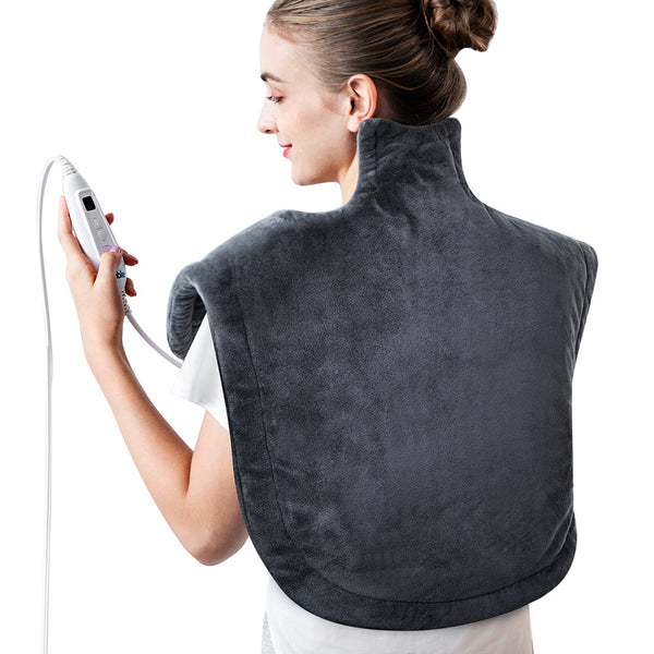 Large Heating Pad for Neck and Shoulders Pain Relief, Sable Heating Wrap for Neck with Auto Shut Off - 6 Temperature Settings
