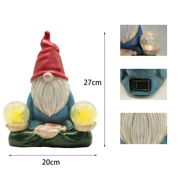 Solar Garden Gnome Statue - Meditation Crystal Ball