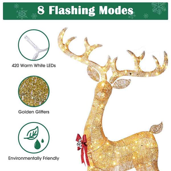 Large Christmas Caribou That Can Glow; Lawn Decoration Of Christmas