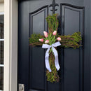 Easter Cross for Front Door,April Holiday Liliaceous Wreath Attachment for Spring Home Decoration Ideas Supplies