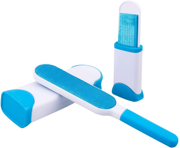 Double Sided Pet Hair Remover Brush With Self Cleaning Base