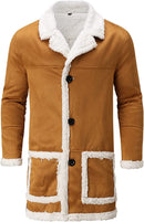 Men's Casual Cardigan Coats Solid Color Buttons Coat Jacket Wool Long Sleeve Warm Coat Turn-down Collar Coat Computer