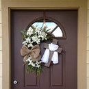 Wreath, Exquisite with Cross Imitation Linen Easter Flower Garland for Front Door Home Decoration 1 A