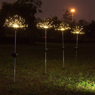 Solar Light Outdoor Grass Globe Dandelion Waterproof Flash String Lights Lawn Firework Lamp Garden Christmas Decor