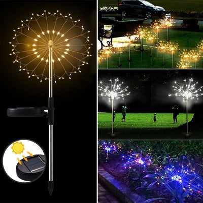 Solar Light Outdoor Grass Globe Dandelion Waterproof Flash String Lights Lawn Firework Lamp Garden Christmas Decor