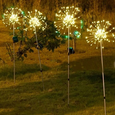 Solar Light Outdoor Grass Globe Dandelion Waterproof Flash String Lights Lawn Firework Lamp Garden Christmas Decor