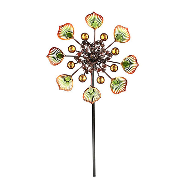 Metal Windmill Peacock Tail Windmill Hollow Wind Spinner Rotating Lawn Art Stake for Outdoor Garden Decor