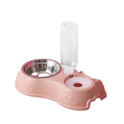 500ML Dog Bowl Cat Feeder Bowl With Automatic Water Bottle