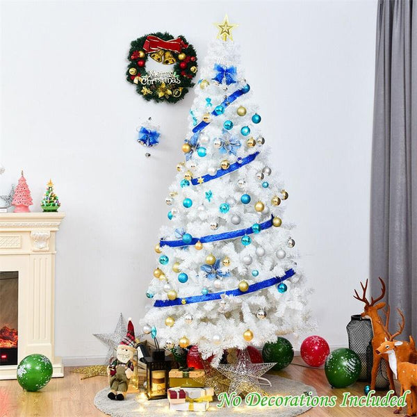 Artificial Hinged Pine Snow-flocked Christmas Tree with Metal Stand