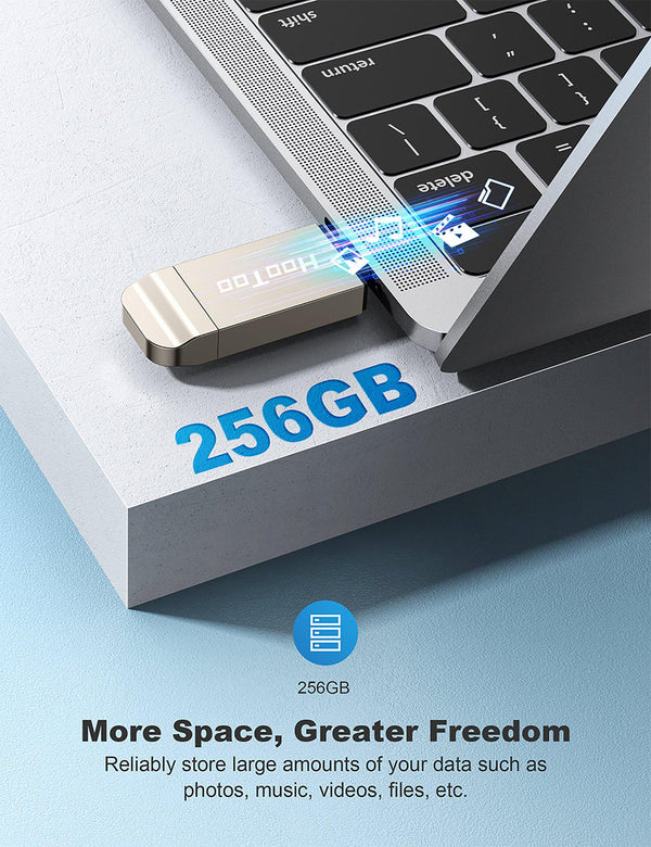HooToo Flash Drive 3 in 1 External Drive, USB 3.1 Memory Backup Stick
