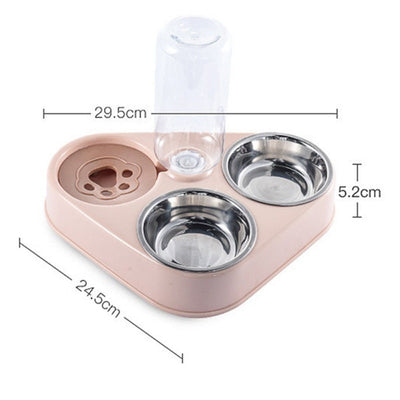 500ML Dog Bowl Cat Feeder Bowl With Automatic Water Bottle