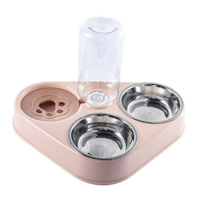 500ML Dog Bowl Cat Feeder Bowl With Automatic Water Bottle