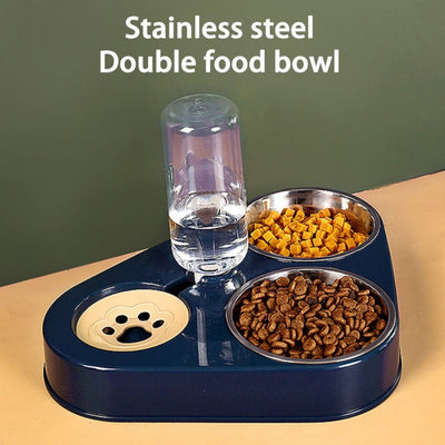 500ML Dog Bowl Cat Feeder Bowl With Automatic Water Bottle