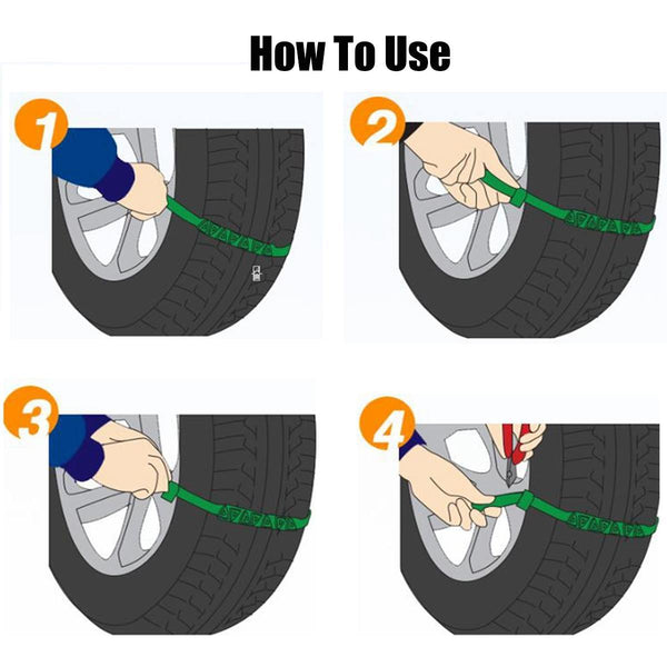 Universal Emergency Anti-Skid Snow Chain Zip Tie Kit (Set of 10)