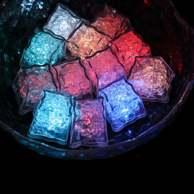 12 Pack | Multicolor Light Up LED Submersible Ice Cubes, Waterproof with Adjustable Light Modes