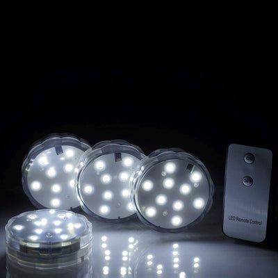 4 Pack | 3" Flower Shaped White LED Disc Lights With Remote, DIY Centerpiece Accent Light