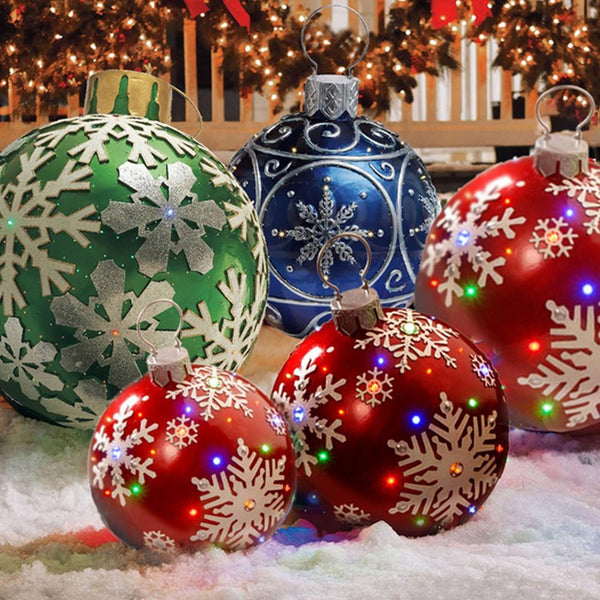 60cm  Christmas Atmosphere Inflatable Ball Toys Giant Christmas Tree Decorations Outdoor Decorations With Pump Gift