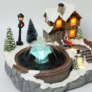 Christmas Village Fountain Luminous Music Snow Village Resin Decoration Gift