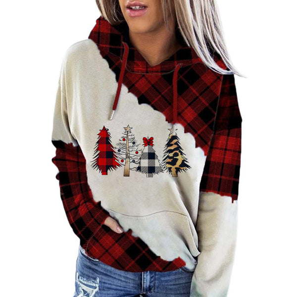 Christmas Hooded Printed Sweatshirt With Pockets