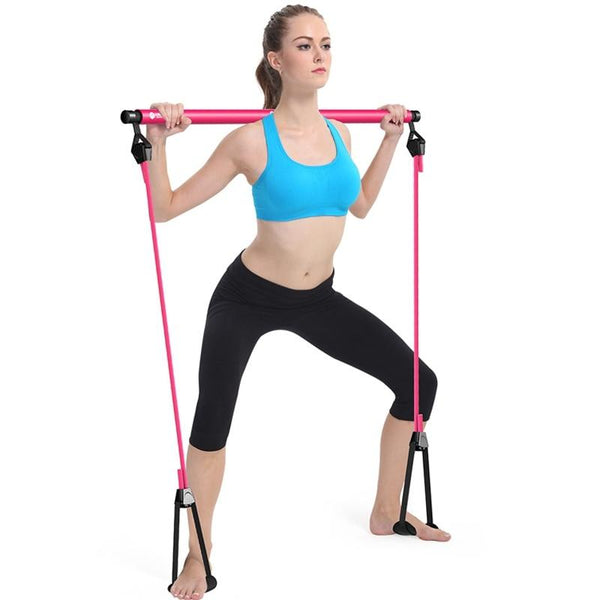 Portable Pilates Bar Kit With Resistance Band Exercise Stick