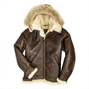 Men's Hooded Jacket Lapel and Velvet Slim Leather Jacket