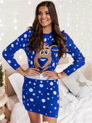 Women's Slim-Fit Christmas Elk Knit Dress