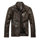 Men's Stand Up Collar Plus Velvet Leather Jacket