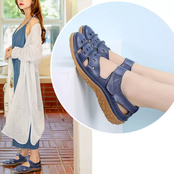 2022 Women's Summer School Comfortable Flat Sandals, Premium Leather O ...