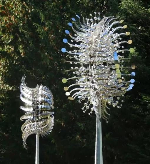 Unique and Magical Metal Windmill-Kinetic Metal Wind Spinners with Metal Garden Stake