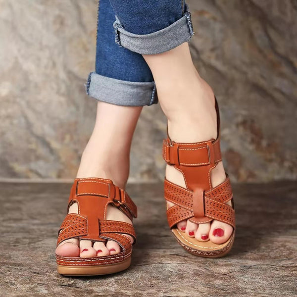 Vintage Wedge Platform Slip-On Ladies Sandals