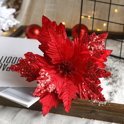 3 Pcs Flowers with Glitter Christmas Decorations