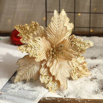 3 Pcs Flowers with Glitter Christmas Decorations