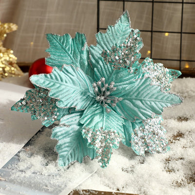 3 Pcs Flowers with Glitter Christmas Decorations