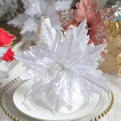 3 Pcs Flowers with Glitter Christmas Decorations