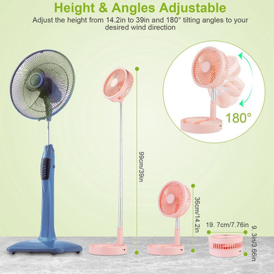 USB Rechargeable Portable Folding Desk Table Fan