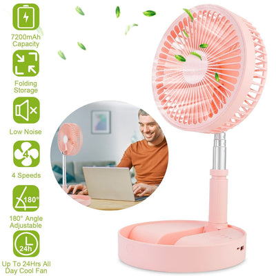 USB Rechargeable Portable Folding Desk Table Fan