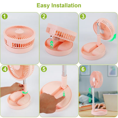 USB Rechargeable Portable Folding Desk Table Fan